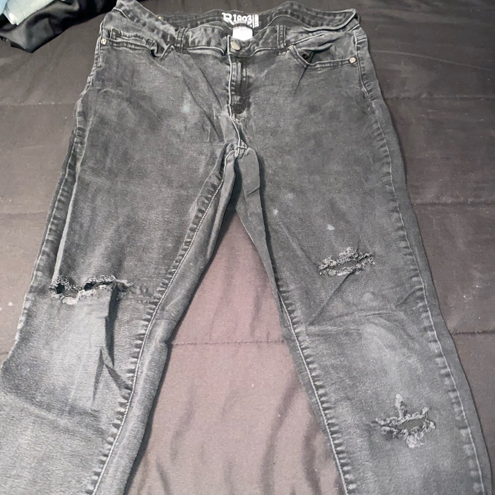 Black washed ripped jeans